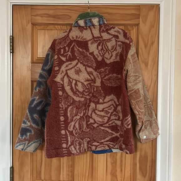 CARLEEN Ardmore OOAK wool blanket patchwork coat jacket Medium - Picture 5 of 6